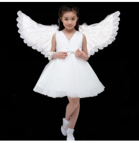 Girls kids angel fairy performance princess dresses video online competition jazz dance singers host cosplay dress