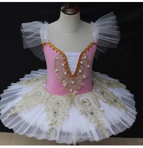 Girls kids blue pink red ballet dance dress little swan lake Tutu skirt girls pancake ballerina classical ballet dance costumes for children