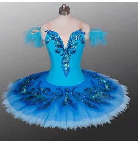 Girls kids children ballet dance dress blue birds swan lake classical tutu pancake skirt ballerina ballet dance dress