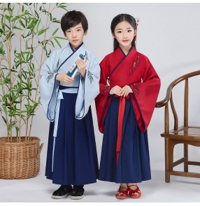 Girls kids chinese folk dance dragon costumes Hanfu ancient traditional confucius drama cosplay fairy dresses kimono robes dress