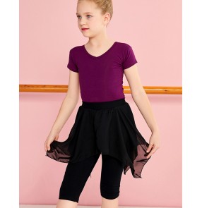 girls Kids gymnastics practice clothes ballet Latin dance aerobics short-sleeved tops chiffon split skirt pants costumes