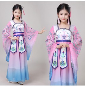 Girls kids hanfu Chinese folk dance costumes movies fairy tang empress drama cosplay dresses
