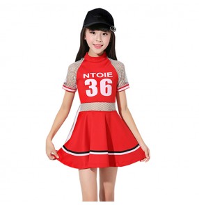 Girls kids hiphop cheerleaders stage performance dresses kids children school show model gogo dancers dancing outfits costumes