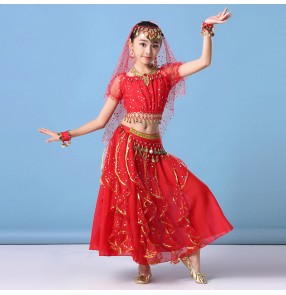 girls kids Indian belly dance costumes for children kindergarten belly dance dress Tianzhu girls performance dresses