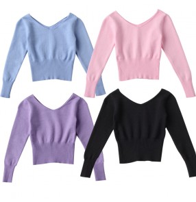 Girls kids latin ballet modern Dance sweater tops fall winter ballet gymnastics training clothes out coat cotton soft girls modern dance dress shawl jacket