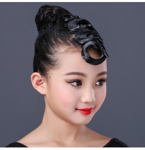 Girls kids latin ballroom dance competiiton hair bangs genuine wig bangs for latin dance