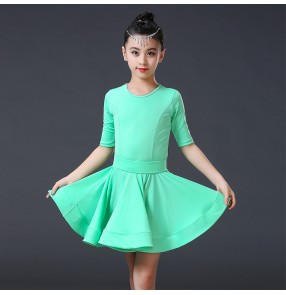 Girls kids latin dance dress ballroom dance costumes salsa dance skirts for children vestito latino alla menta per bambini