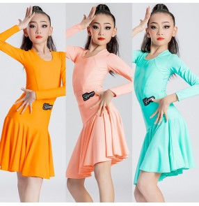 Girls kids Latin dance dress Competition ballroom latin performance clothing children test practice Dance performance wear