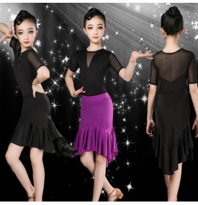 Girls kids latin dance dress modern dance latin dance costumes for girls children stage performance salsa rumba chacha dance dress 