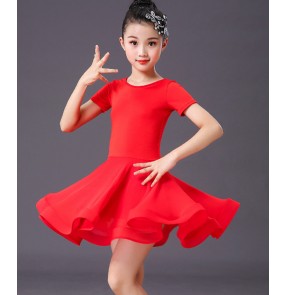 Girls kids latin dance dresses salsa chacha ballroom dance dress traning practice performance dance dress for children