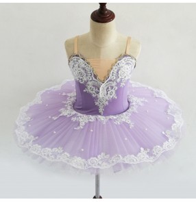 Girls kids light blue ballet dresses children swan lake competition classical pancake ballerina performance dresses skirts