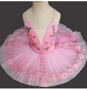 Girls kids light pink ballet dance dress tutu skirt stage performance ballerina dresses classical pancake pettiskirts ballet dance costumes for children