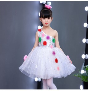 Girls kids modern dance ballet dresses children singers host stage performance chorus flower girls princess dress