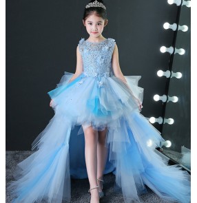 Girls kids piano model show performance trailing dresses birthday evening party photos cosplay princess dresses