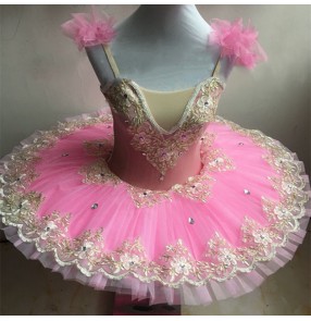 Girls kids Pink white tutu skirts classical Professional ballerina pancake ballet dresses Swan Lake children's pettiskirt tutu photo clothes