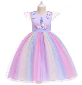 Girls kids princess dress Video performance party cosplay fairy dresses 