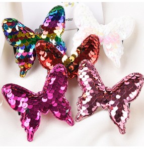 Girls kids stage performance sequin headdress rainbow bufferfly head flowers hairpin hair accessories 4.5cm