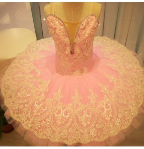 Girls kids swan lake classical ballerina ballet dance dresses tutu pancake skirts