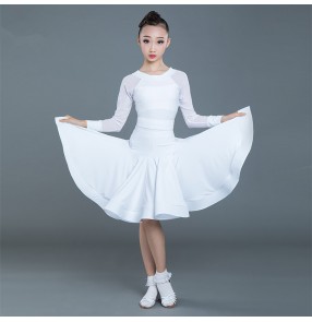 Girls kids white competition latin dance dress salsa chacha samba dance dress