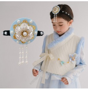 Girls Korean ethnic hair accessories Film drama stage performance hanbok dress hair accessories Baby headband flower beaded headdress
