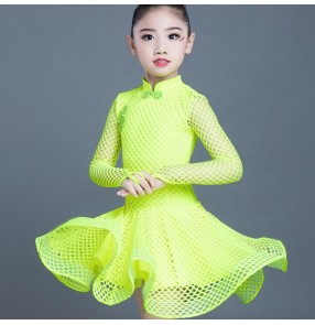 Girls lace latin dresses competition stage performance professional rumba ballroom salsa chacha dancing costumes dresses