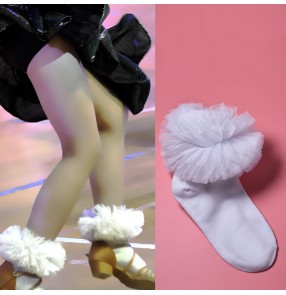 Girls Latin ballroom dance white lace socks ballroom latin dance professional children cotton kids National Standard Competition Regulations stockings