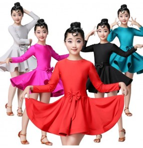 Girls latin dance dresses ballroom stage performance salsa rumba chacha dance skirts costumes