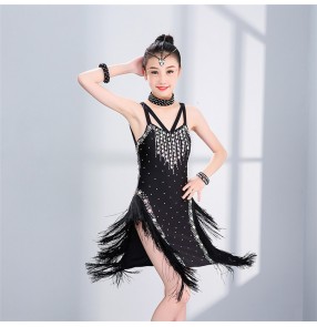 Girls latin dance dresses competition salsa rumba chacha dance skirts costumes dress