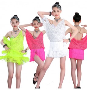 Girls latin dance dresses competition stage performance salsa chacha dance skirts costumes