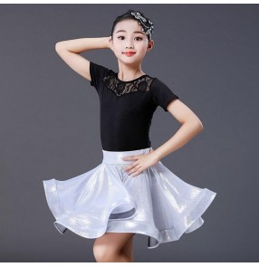 Girls latin dance dresses kids practice gymnastics modern dance dress lace salsa chacha dance tops and skirts