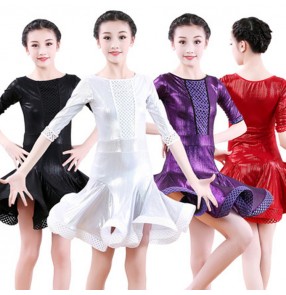 Girls latin dance dresses stage performance kids children professional samba salsa chacha dance skirts