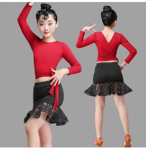 Girls latin dance dresses stage performance modern dance salsa rumba chacha dance tops and skirts costumes