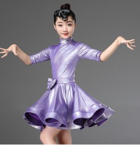 Girls latin dance dresses training competition children kids modern dance rumba ballroom dancing skirts dress costumes