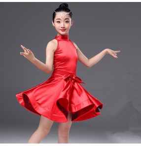 Girls latin dresses competition stage performance kids salsa chacha rumba samba dance skirts dress