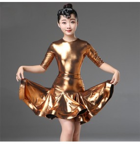 Girls latin dresses kids modern dance glitter competition stage performance rumba salsa chacha dance skirts costumes