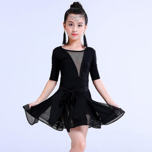 Girls latin dresses stage performance professional black rumba salsa ...