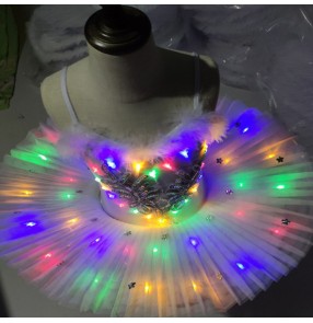 Girls led light rainbow colored modern dance ballet dresses costumes professional ballerina dresses costumes