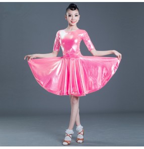 Girls light pink latin dance dresses kids children salsa chacha latin dresses