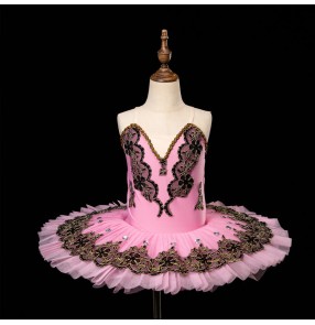 Girls little swan lake classical ballet dance dress tutu skirts pancake ballerina stage performance ballet dresses for kids