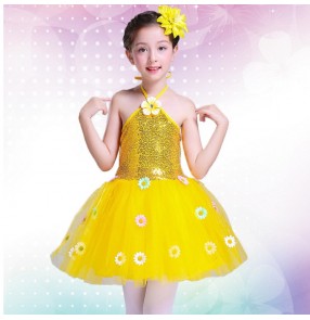 Girls  modern dance ballet dress princess jazz singers dress chorus school stage performance costumes