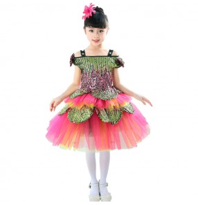 Girls modern dance jazz dance princess dress paillette singer kindergarten kids show performance dresses