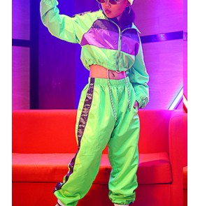 Girls none green hiphop jazz dance costumes stage performance modern dance gogo dancers street dance stage performance tops and pants