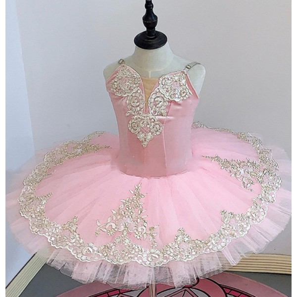 Girls pink white tutu skirt ballet dance dress for kids stage ...
