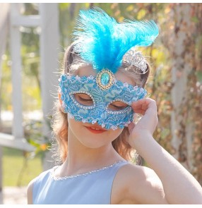 Girls Princess Prom Birthday party cosplay Mask Kids carnival Aisha Festival Party film drama Makeup Dress Up Party Half Face Accessories