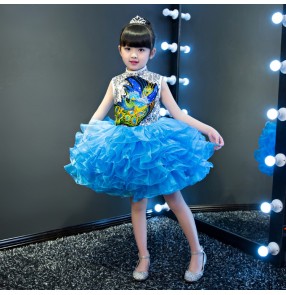 Girls princess stage performance jazz singers chorus dresses modern dance flower girls party cosplay costumes