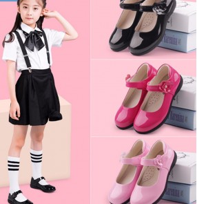 Girls Pu leather shoes princess chorus stage performance shoes Black student choir performance shoes for kids