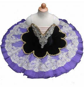Girls purple little swan lake tutu skirt ballet dance dress bellerina classical pancake skirt ballet dance costumes for children
