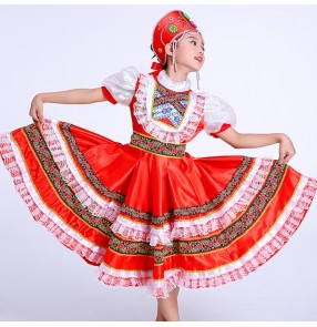 Girls Russian folk dance costumes dress European palace princess party stage performance drama cosplay dresses costumes dresses