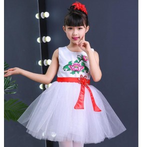 Girls school competition modern ballet chorus dresses children princess stage performance flower girls singers dress 