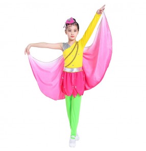 Girls singers dancer modern dance costumes children stage performance flowers drama lotus cosplay dress costumes 